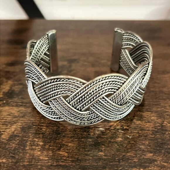 Braided Open Cuff Bracelet - Picture 2 of 3